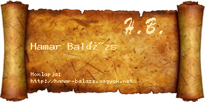 Hamar Balázs névjegykártya